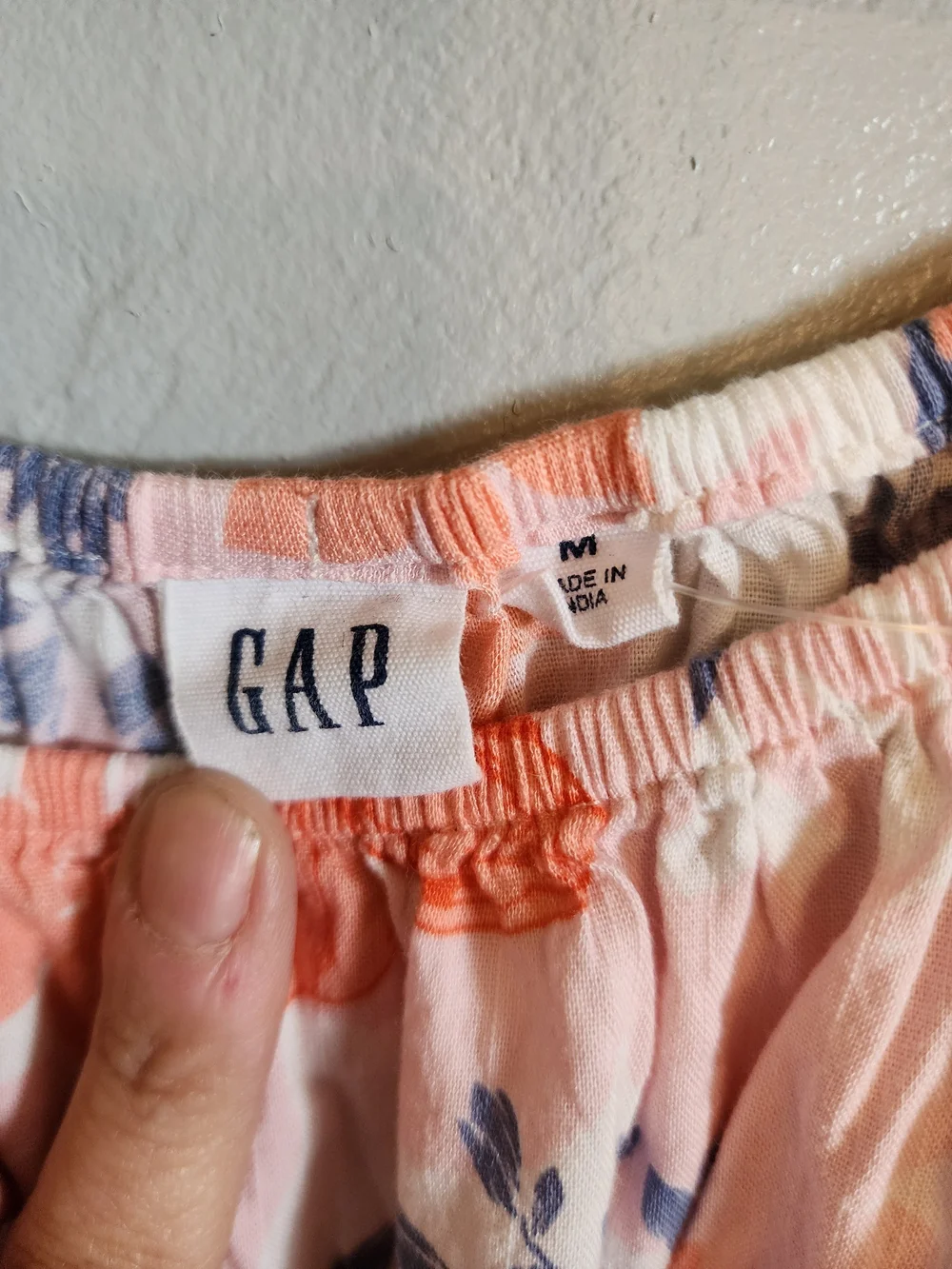 GAP Peach and Blue Tropical Floral Top With Tulip Sleeves